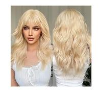 Parrucche Parrucche sintetiche lunghe ricci bionde con frangia Parrucche dorate resistenti al calore for capelli da sposa cosplay dall'aspetto naturale Parrucca