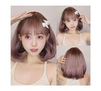 Parrucche Parrucche sintetiche marrone chiaro Taglio corto dritto con frangia Parrucca for donne bianche Coreano Festa quotidiana Cosplay Capelli resistenti al calore Parrucca da donna(LC6226-1)