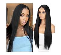 Parrucche Parrucche sintetiche nere lunghe for donna parrucca da vino blu rosa arancione capelli sintetici resistenti alle alte temperature Parrucca