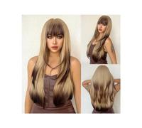 Parrucche Parrucche sintetiche Ombre bionde marroni con frangia Parrucca lunga diritta for le donne Cosplay Fibra ad alta temperatura for capelli finti naturali Parrucca da donna(LC3037-1)