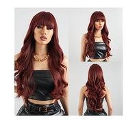 Parrucche Parrucche sintetiche Ombre lunghe color cioccolato resistenti al calore for cosplay giornaliere con frangia Parrucca for capelli ondulati naturali for donne nere parrucca in fibra (Color :