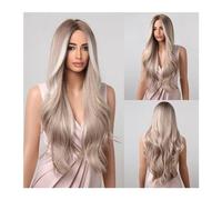 Parrucche Parrucche sintetiche ondulate nere a corpo lungo for le donne Parte centrale Fibra resistente al calore Uso quotidiano Parrucche for capelli neri afro naturali Parrucca Pizzo(LC1019-1)