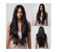 Parrucche Parrucche sintetiche ondulate nere a corpo lungo for le donne Parte centrale Fibra resistente al calore Uso quotidiano Parrucche for capelli neri afro naturali Parrucca da donna(LC2019-1 bla