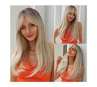 Parrucche Parrucche sintetiche ondulate nere lunghe con frangia for parrucche ondulate da donna Cosplay Uso quotidiano naturale Capelli resistenti al calore Parrucca da donna(Color:LC5227-1)