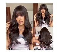 Parrucche Parrucche sintetiche ondulate nere lunghe con frangia for parrucche ondulate da donna Cosplay Uso quotidiano naturale Capelli resistenti al calore Parrucca da donna(Color:LC226-2)