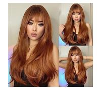 Parrucche Parrucche sintetiche ondulate nere lunghe con frangia for parrucche ondulate da donna Cosplay Uso quotidiano naturale Capelli resistenti al calore Parrucca da donna(Color:LC028-1)