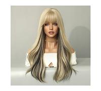Parrucche Parrucche sintetiche ricce lunghe bionde con parrucche di capelli naturali neri parte centrale for le donne da usare for cosplay Lolita quotidiana resistente al calore Parrucca