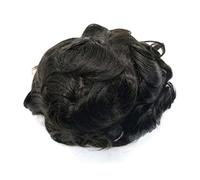 Parrucche Parrucchino for capelli for uomo Fine Mono Trasparente Poly Intorno da Capelli umani Tutti legati a mano Luce 6 pollici 120% Densità Sistema di sostituzione dei neri Quotidiana(7x10)