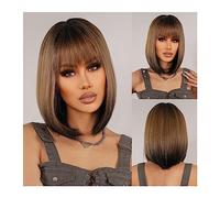 Parrucche Parte centrale Cosplay parrucca di capelli naturali resistente al calore nero vino rosso ombre parrucche sintetiche for donna parrucca diritta di media lunghezza Parrucca da donna(LC2067-3)