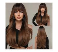 Parrucche per capelli Chestnut Brown Synthetic Wigs Long Natural Wave With Bangs Daily Cosplay Heat Resistant Hair for Women(Chestnut Brown)
