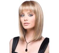 Parrucche per capelli corti dritti parrucche corte a caschetto brasiliano densità 130% nessuna parrucca frontale in pizzo parrucca sintetica per capelli pieni resistente al calore con frangia B