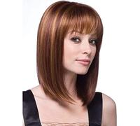Parrucche per capelli corti dritti parrucche corte a caschetto brasiliano densità 130% nessuna parrucca frontale in pizzo sintetico parrucca piena resistente al calore con frangia A