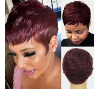 parrucche per capelli da donna taglio corto a strati pixie parrucca di capelli umani nero naturale/99j/27 colore 150% densità 4 pollici-4 pollici-150%-99j