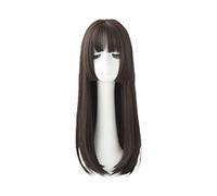 Parrucche per capelli lisci per donne, dolci e carine, con fascia per capelli, personalità, capelli corti e lunghi, con frangia a fumetti, per uso quotidiano, regolabili,long-black