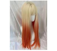Parrucche Per Capelli Lunghi, Per Donne, Parrucche Naturali Con Capelli Diritti, Con Frangia, Parrucca Con Sfumature Arancioni, Per Feste, Cosplay O Per Tutti I Giorni (18 Pollici), Parrucche Grigie