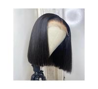 Parrucche per capelli Parrucca corta Parrucche frontali in pizzo trasparente for capelli umani 100% lisce caschetto pre-pizzicate 13x4 in for donne(12inches)