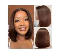 Parrucche per capelli Parrucca frontale in pizzo 13x4 con capelli umani, pre-pizzicata, riccia e liscia, trasparente HD, 4#(12inches)