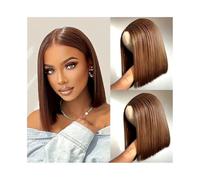 Parrucche per capelli Parrucche Bob Corte Capelli Umani 13x4 in Pizzo 180% Densità 4# Parrucca Frontale in Trasparente Dritto(12inches)