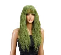 Parrucche per capelli Parrucche sintetiche ricci verde chiaro con frangia in fibra resistente al calore for feste cosplay