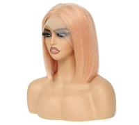 Parrucche Per Capelli Umani Bob Corte Colorate Parrucche Anteriori In Pizzo Diritte Brasiliane Parrucca Senza Colla Prepizzicata In Pizzo Trasparente Rose Gold 10inches
