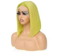 Parrucche Per Capelli Umani Bob Corte Colorate Parrucche Anteriori In Pizzo Diritte Brasiliane Parrucca Senza Colla Prepizzicata In Pizzo Trasparente Neon 10inches