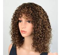 Parrucche Per Capelli Umani Con Taglio Caschetto Corto Con Frangia Parrucca Riccia Senza Pizzo Evidenzia Parrucche Bionde Color Miele Con Onde D'acqua Per Le Donne