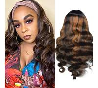 Parrucche per capelli umani per donne nere 16 pollici senza colla onda del corpo parrucca capelli umani 100% capelli vergini brasiliani fatti a macchina parrucca fascia per la testa densità 150%