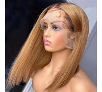 Parrucche Per Capelli Umani Remy Hair Short Bob Ombre Parrucca Bionda Parrucca Bob Diritta 13X6X1 Parrucche Anteriori In Pizzo Per Le Donne