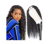 Parrucche per capelli umani ricci a U per donne nere, 25,4-66 cm lungo, parrucca brasiliana riccia senza colla forma, densità 180% festa giornaliera(12inches)