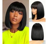 Parrucche Per Capelli Umani Straight Short Bob Wigs 180% Density None Lace Front Wigs Capelli Umani Brasiliani Lisci Parrucca Fatta a Macchina Completa 10Inch
