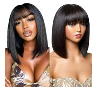 Parrucche Per Capelli Umani Straight Short Bob Wigs 180% Density None Lace Front Wigs Capelli Umani Brasiliani Lisci Parrucca Fatta a Macchina Completa 14Inch