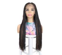 Parrucche per donne Front Lace Headband Thin Double Twisted Braid Wig For Women(Multi-colored)