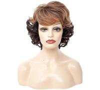 Parrucche per donne Women's Two-color Gradient Small Roll Short Wig Cover