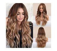 Parrucche per la Donna 26 "Parrucche sintetiche lunghe ombre marroni for le donne Parrucche ricce ondulate dall'aspetto naturale 150% Densità Parte centrale Parrucche in fibra resistente al calore Cos