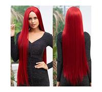 Parrucche per la Donna 40" Parrucche Lunghe Lisce Parrucche Sintetiche Lisce Rosse, Densità 130% Parte Centrale Fibra Resistente Al Calore Parrucca Dritta for Cosplay Party Uso Quotidiano Costume/Parr
