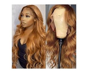 Parrucche per la Donna Ginger Brow Parrucca ondulata del corpo 20-30 "Parrucche sintetiche a onda lunga con parte a T in pizzo for donne Parrucca senza colla pre-collegata Parrucca in fibra naturale r