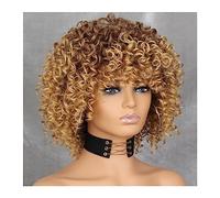 Parrucche per la Donna Parrucca bionda afro riccia con frangia Parrucche lunghe fino alle spalle Parrucche afro Parrucca piena riccia sintetica for donna Costume/Parrucca quotidiana