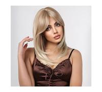 Parrucche per la Donna Parrucca sintetica a strati biondo dorato medio ondulato con frangia laterale for capelli naturali in fibra resistente al calore cosplay da donna Costume/Parrucca quotidiana