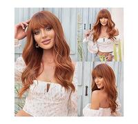 Parrucche per la Donna Parrucche di rame arancione marrone rosso con frangia Parrucche sintetiche a onda lunga for donna Afro Ginger Cosplay Parrucca resistente al calore quotidiana Costume/Parrucca q