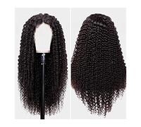 Parrucche per la Donna Parrucche frontali in pizzo ricci crespi lunghi di colore nero Attaccatura dei capelli naturale pre pizzicata Parrucche sintetiche resistenti al calore con parte a T for le donn