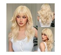 Parrucche per la Donna Parrucche sintetiche bionde ondulate lunghe for le donne Parrucche di capelli naturali naturali platino con frangia Parrucche cosplay resistenti al calore Costume/Parrucca quoti