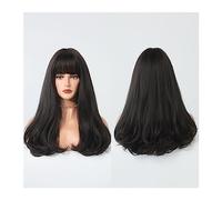Parrucche per le Donne Parrucca con frangia for donna Parrucche ondulate for capelli sintetici Parrucca da 18 pollici for cosplay e feste quotidiane per Partito/Cosplay(Nero)