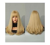 Parrucche per le Donne Parrucca con frangia for donna Parrucche ondulate for capelli sintetici Parrucca da 18 pollici for cosplay e feste quotidiane per Partito/Cosplay(Blond)