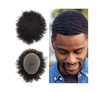 Parrucche per uomo Sistema di capelli umani Parrucchino afro riccio for uomo Protesi capillare maschile in morbido pizzo francese da 8x10 pollici