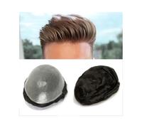parrucche per uomo Toupee Uomo Capelli umani Posticci V loop Anteriore naturale 0,06 mm Sistema di sostituzione sottile Capelli umani Uomo Toupet(Jet black,7x9)