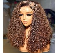 Parrucche Piene Di Capelli Umani Ricci Castani Glueless Brasiliana 250% Densità 13X4 HD Parrucche Frontali In Pizzo Trasparenti Per Le Donne