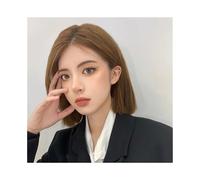 Parrucche pronte da indossare Copricapo completo in fibra sintetica ad alta temperatura, lunghezza spalle, for capelli corti e alla moda(740-light brown)