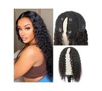 Parrucche pronte da indossare Parrucca con capelli umani brasiliani, ondulati e ricci profondi, riga a V, densità 150%(20inches)