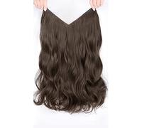 Parrucche realistiche parrucca un pezzo grande onda riccioli a forma di U capelli morbidi volume ragazze estensione dei capelli lunghi senza lasciare traccia acconciatura da donna(marrone chiaro, 50