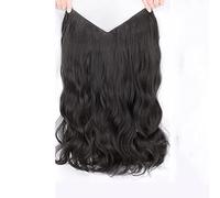 Parrucche realistiche parrucca un pezzo grande onda riccioli a forma di U capelli morbidi volume ragazze estensione dei capelli lunghi senza lasciare traccia acconciatura da donna (nero, 50 cm / 19,7